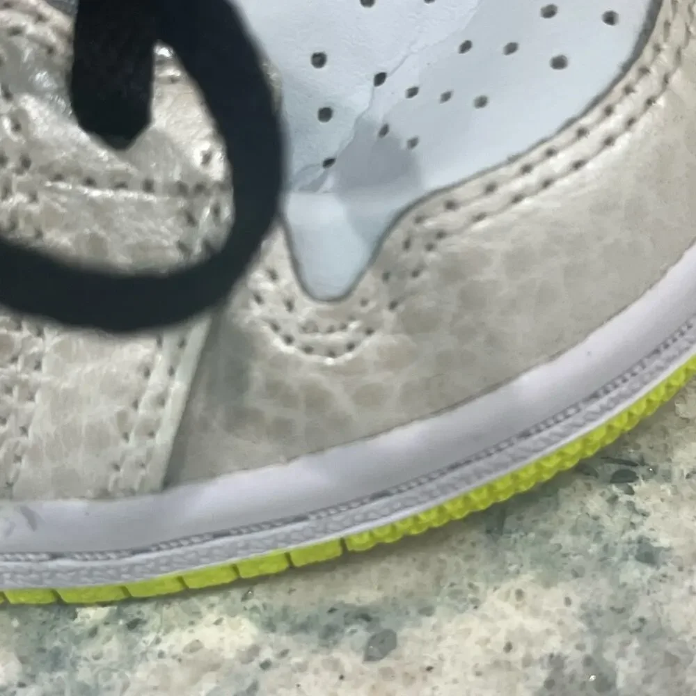 Nike Air Jordan 1 Mid Neon Yellow White Blue Toddler Boy's 5.5 Shoe DV1322-017
